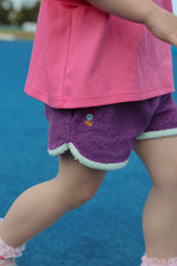 ESSENTIALS SHORT IN PURPLE + AQUA